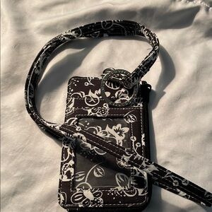 Glat Coberry Stylish Black and White Floral ID Lanyard
